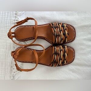 Ulla Johnson Women's Tan Woven Sandals EUC 1777